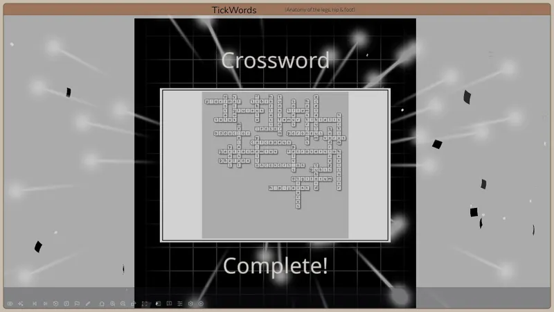 TickWords: vista final de la herramienta para crear crucigramas