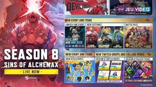 Affiche officielle Marvel Rivals avec plusieurs héros pour présenter les rôles et Team-Ups à choisir avant une partie