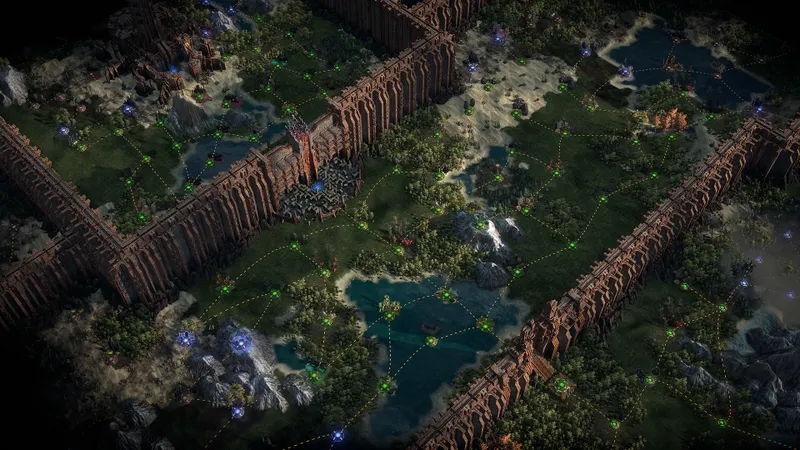 Vue de l endgame de Path of Exile 2 avec une carte remplie de chemins verts, utile pour illustrer le moment où un filtre plus strict devient nécessaire pendant les longues sessions de farm