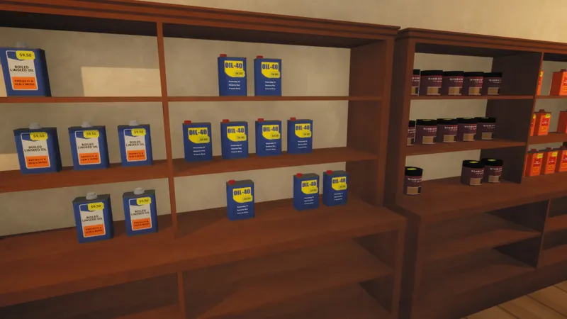 Interior display in Osta showing collectible objects arranged in the player home.