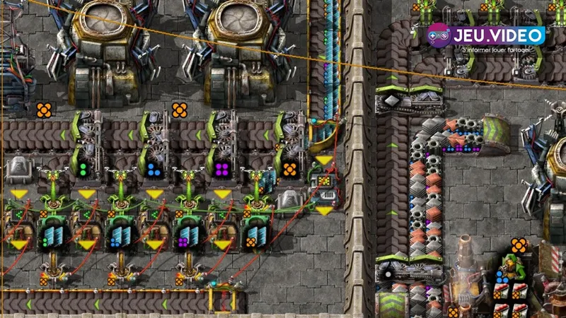 Ligne Factorio Space Age avec modules qualité isolée du reste de la base