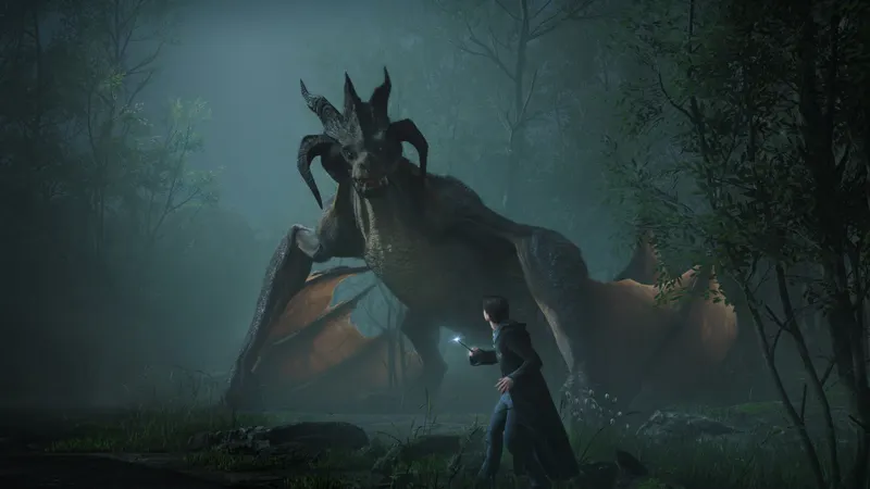 Hogwarts Legacy character equipped for exploration, with outfit slots and tools ready for progression