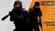 Visuel officiel horizontal de Counter-Strike 2 montrant des joueurs armés dans une rue urbaine