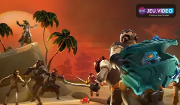 Sloop de Sea of Thieves naviguant près d une île pour une sortie de débutant